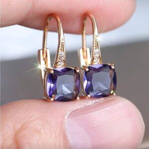 Elegant Gold and Purple Earrings